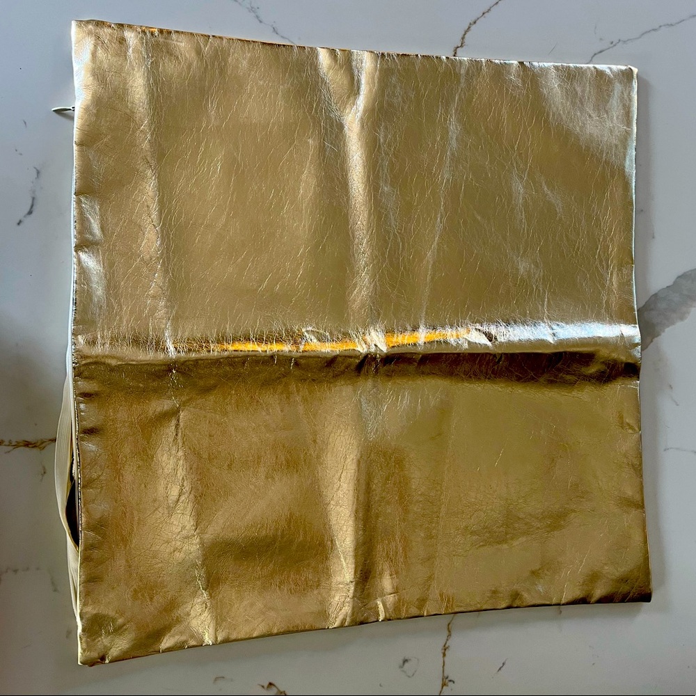 Surcozy Home Faux Leather metallic gold pillow coverings 18x18